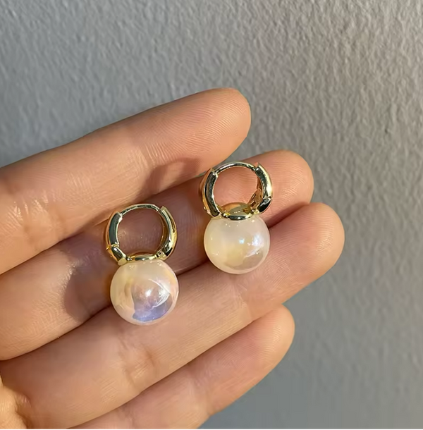 Classic Pearl Drop Hoop Earrings – Elegant Gold Finish with Timeless Pearl Charm | Heer Glam Jewellery